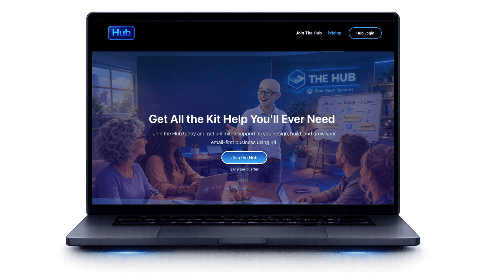 Hub Community on laptop